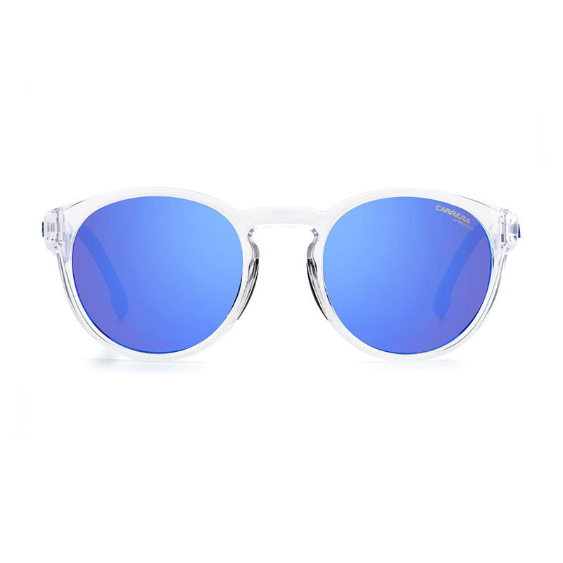 Carrera Sunglasses Round Full Rim, Transparent Frame and Blue Multilayer Mirror Lens CARRERA8056/S0900Z0