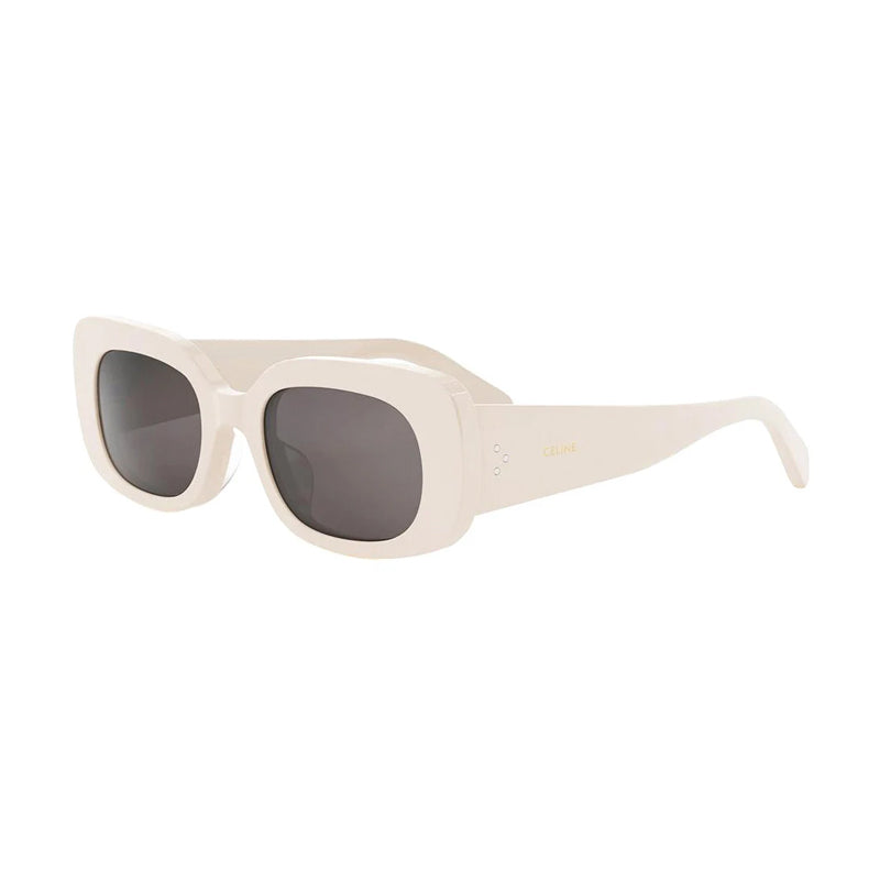 Celine Sunglasses Rectangle Full Rim, Shiny Ivory Frame and Grey Lens CL40287U25A