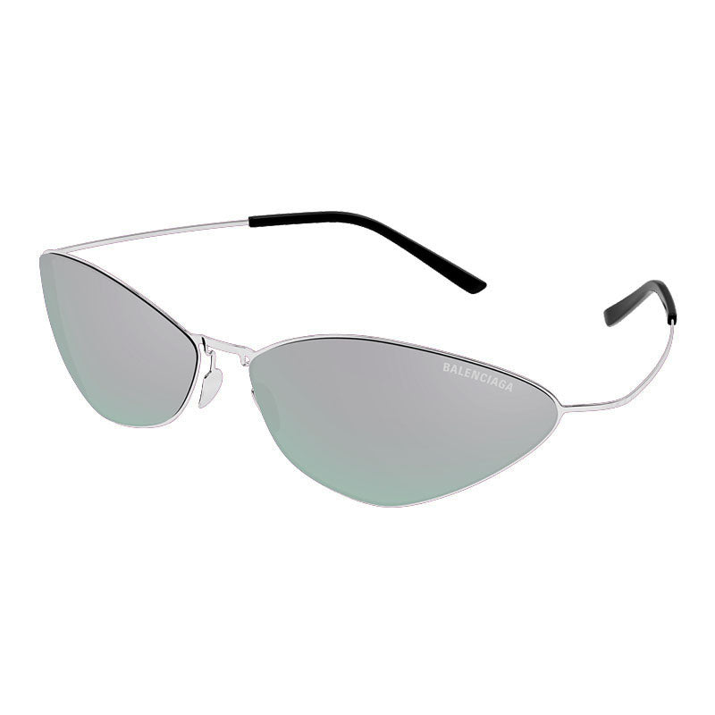 Balenciaga Sunglasses Cat Eye Full Rim, Silver Frame and Silver Mirror Lens BB0350S004