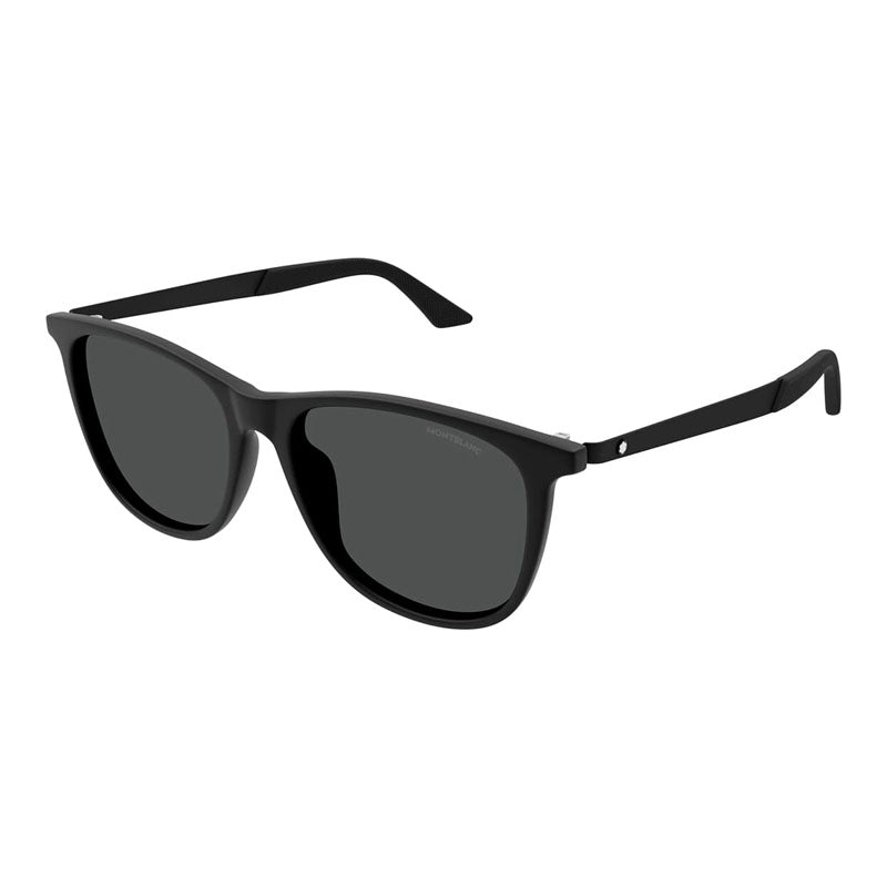 Montblanc Sunglasses Square Full Rim, Shiny Black Frame and Grey Lens MB0330S001