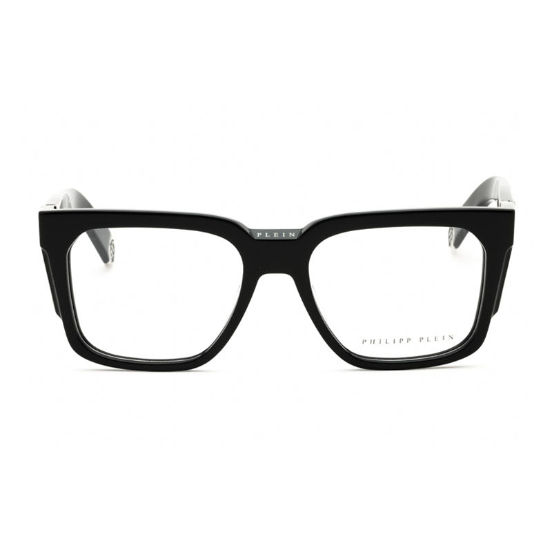 Philipp Plein Eyeglasses Square Full Rim, Shiny Black Frame and Clear Demo Lenses Lens VPP141M0700
