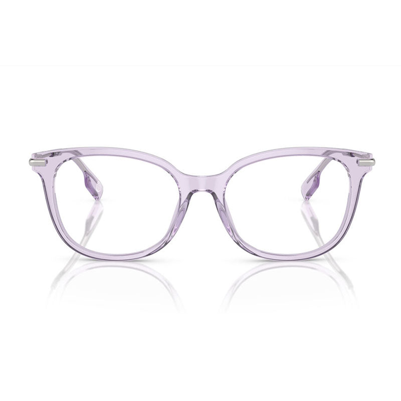 Burberry Eyeglasses Square Full Rim, Transparent Liliac Frame and Clear Demo Lenses Lens BE23914095