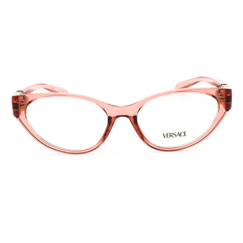 Versace Eyeglasses Cat Eye Full Rim, Transparent Pink Frame and Clear Demo Lenses Lens VE3372U5322