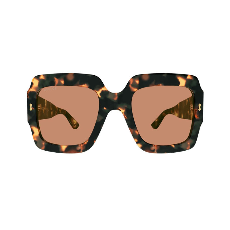 Gucci Sunglasses Square Full Rim, Havana Frame and Red Lens GG1111S003