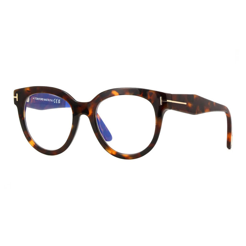 Tom Ford Eyeglasses Oval Full Rim, Dark Havana Frame and Clear/Blue Light Block Lenses Lens FT5987-B052