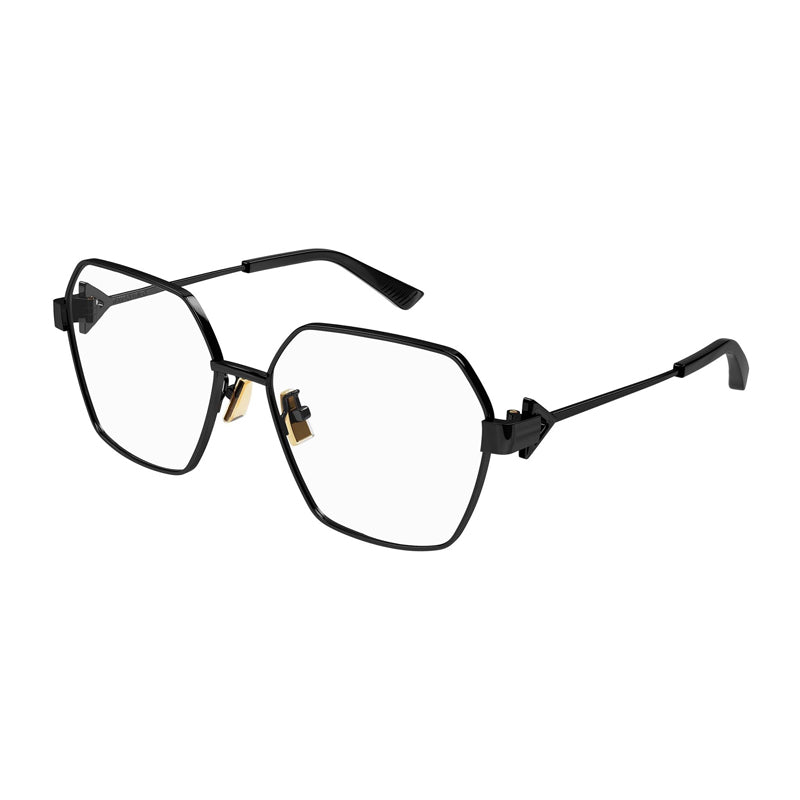 Bottega Veneta Eyeglasses Geometric Full Rim, Black Frame and Clear Demo Lenses Lens BV1224O001