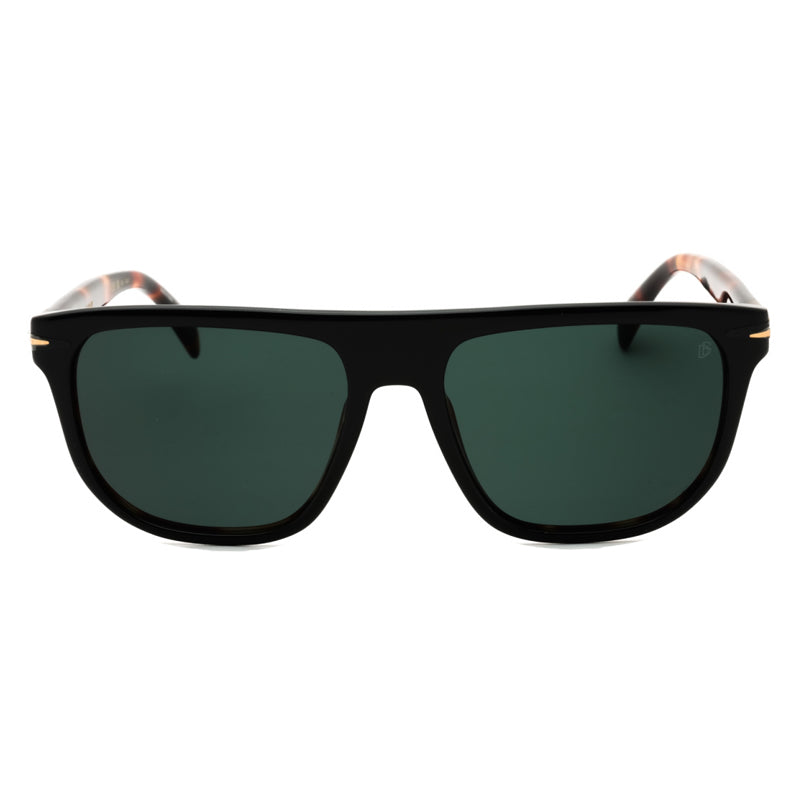 David Beckham Sunglasses Square Full Rim, Black Havana Frame and Green Mirror Lens DB7111/S0WR7MT