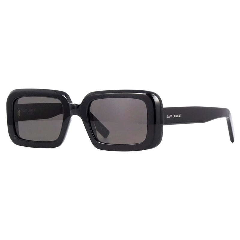 Saint Laurent Sunglasses Rectangle Full Rim, Shiny Black Frame and Black Lens SL534SUNRISE001