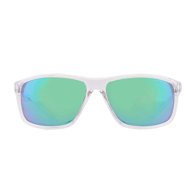 Nike Sunglasses Rectangle Full Rim, Clear Frame and Green Multilayer Mirror Lens ADRENALINEMEV1113901