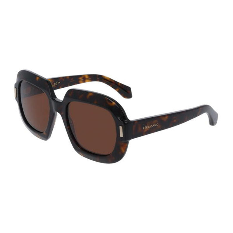 Ferragamo Salvatore Ferragamo Sunglasses Square Full Rim, Dark Havana Frame and Brown Lens SF2068SE242