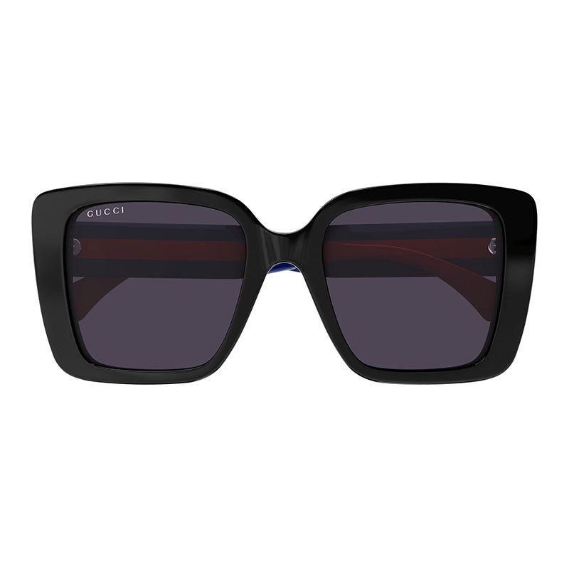 Gucci Sunglasses Square Full Rim, Shiny Black Frame and Dark Violet Lens GG1861S004