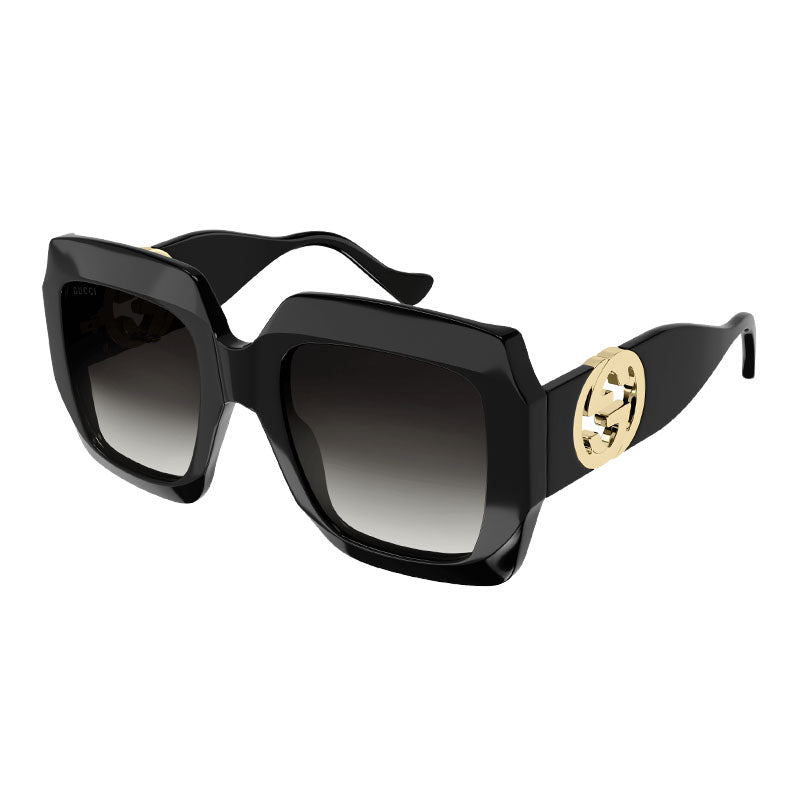Gucci Sunglasses Square Full Rim, Black Frame and Grey Gradient Lens GG1022S001