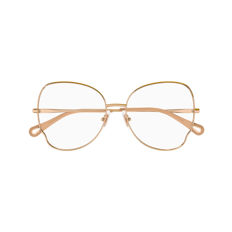 Chloe Eyeglasses Butterfly Full Rim, Gold Frame and Clear Demo Lenses Lens CH0098O002