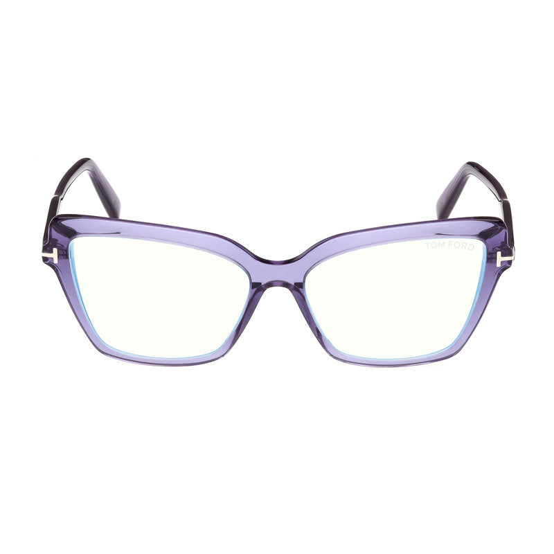 Tom Ford Eyeglasses Cat Eye Full Rim, Shiny Violet Frame and Clear/Blue-Light Block Lenses Lens FT5948-B081
