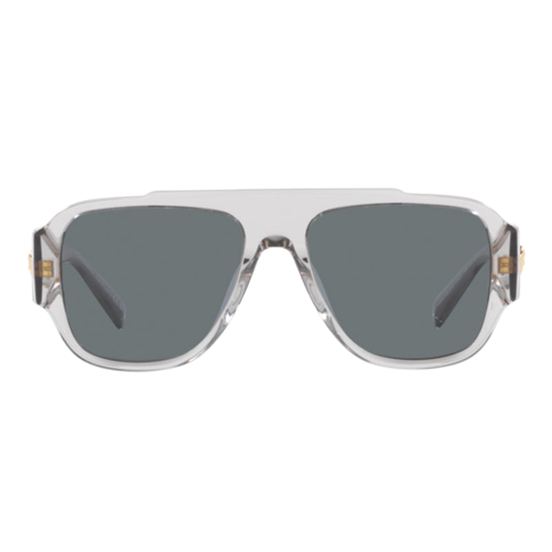 Versace Sunglasses Aviator Full Rim, Transparent Grey Frame and Dark Blue Lens VE4436U530580