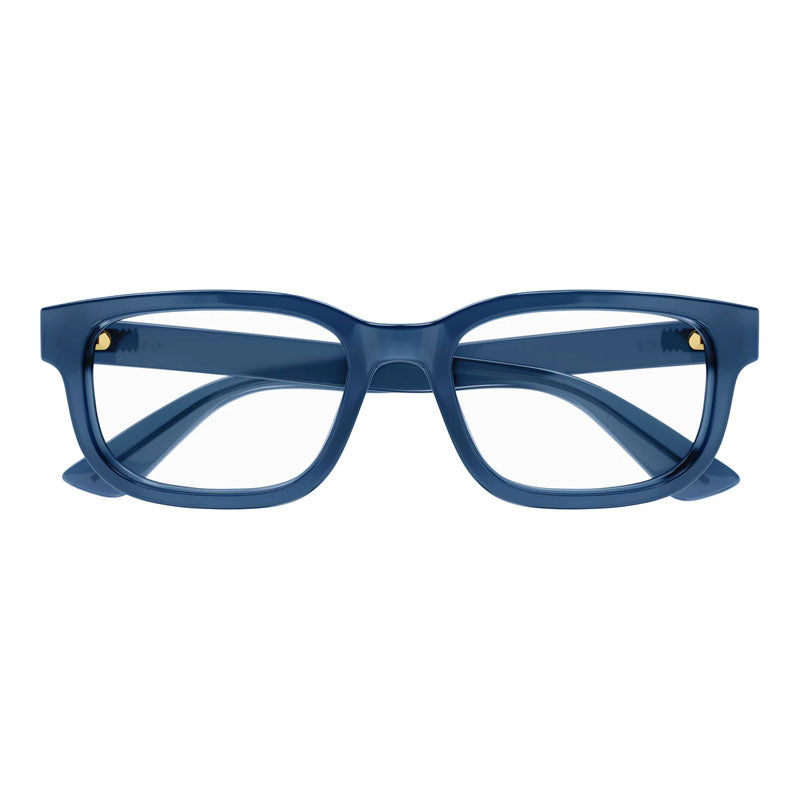 Gucci Eyeglasses Rectangle Full Rim, Blue Frame and Clear Demo Lenses Lens GG1584O003
