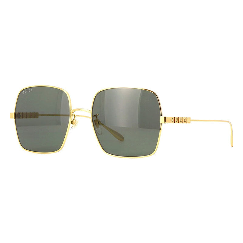Gucci Sunglasses Square Full Rim, Yellow Gold Frame and Grey Lens GG1434S001