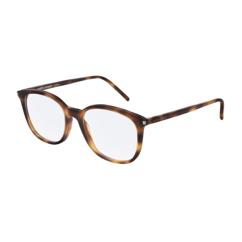 Saint Laurent Eyeglasses Square Full Rim, Havana Frame and Clear Demo Lenses Lens SL307003