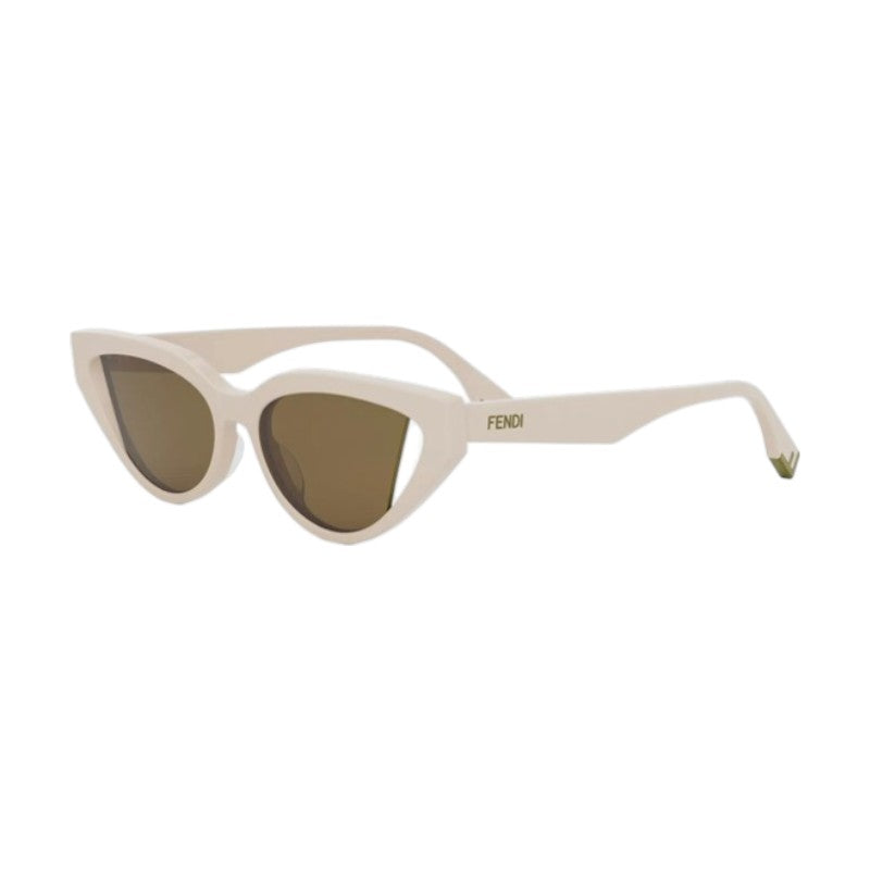 Fendi Sunglasses Cat Eye Full Rim, Shiny Brown Frame and Brown Lens FE40009I57J