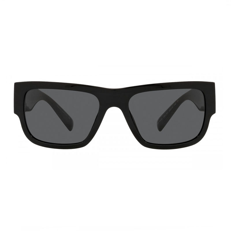 Versace Sunglasses Rectangle Full Rim, Black Frame and Dark Grey Lens VE4406GB1/87