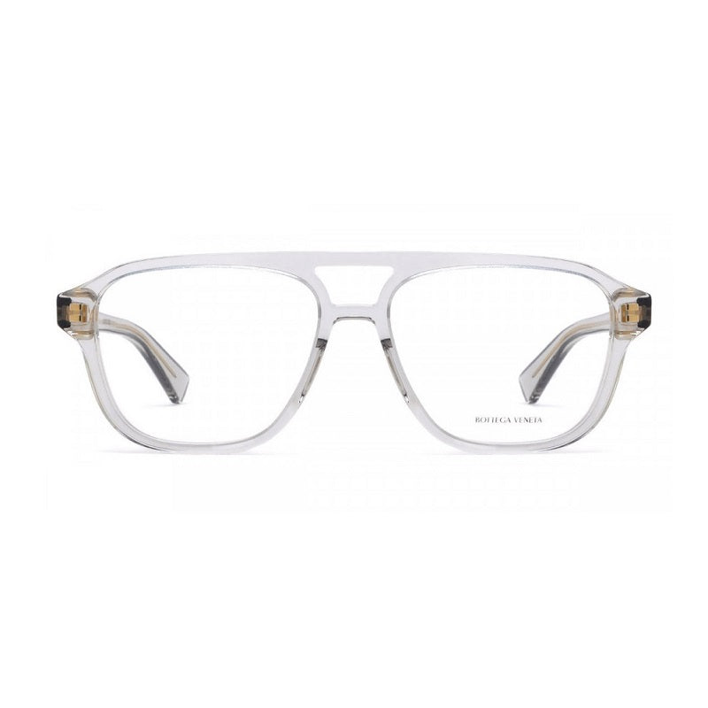 Bottega Veneta Eyeglasses Aviator Full Rim, Grey Frame and Clear Demo Lenses Lens BV1294O004