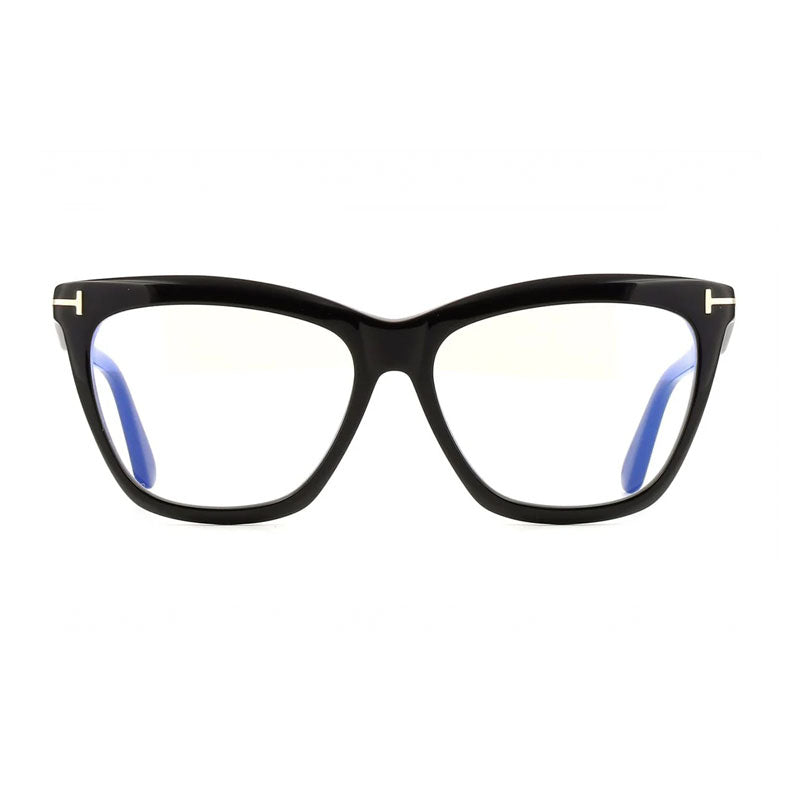 Tom Ford Eyeglasses Cat Eye Full Rim, Shiny Black Frame and Clear/Blue Light Block Lenses Lens FT6064-B001
