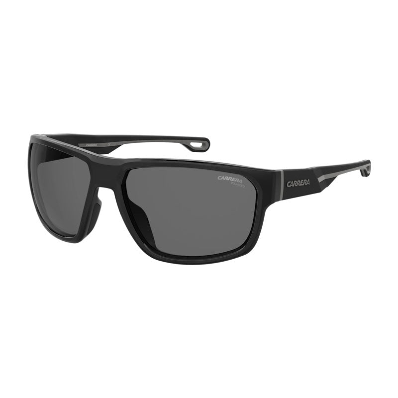 Carrera Sunglasses Rectangle Full Rim, Black Frame and Grey Polarized Lens CARRERA4018/S0807M9