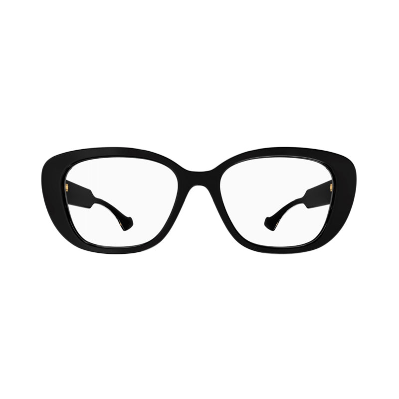 Gucci Eyeglasses Cat Eye Full Rim, Shiny Black Frame and Clear Demo Lenses Lens GG1559OK001