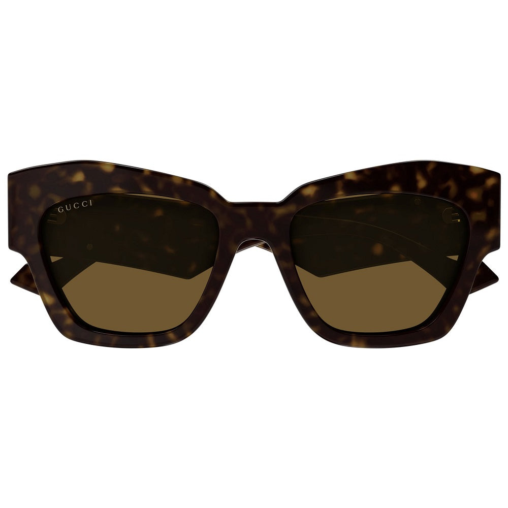 Gucci Sunglasses Square Full Rim, Dark Havana Frame and Brown Lens GG1422S003