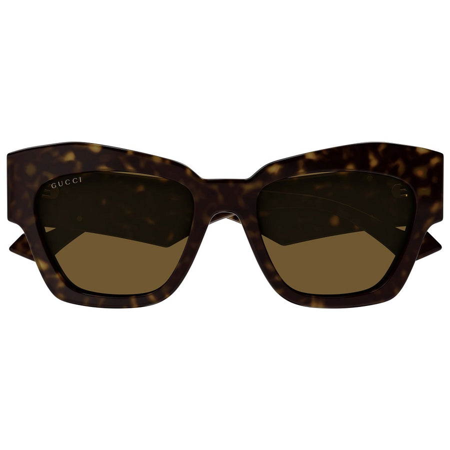 Gucci Sunglasses Square Full Rim, Dark Havana Frame and Brown Lens GG1422S003