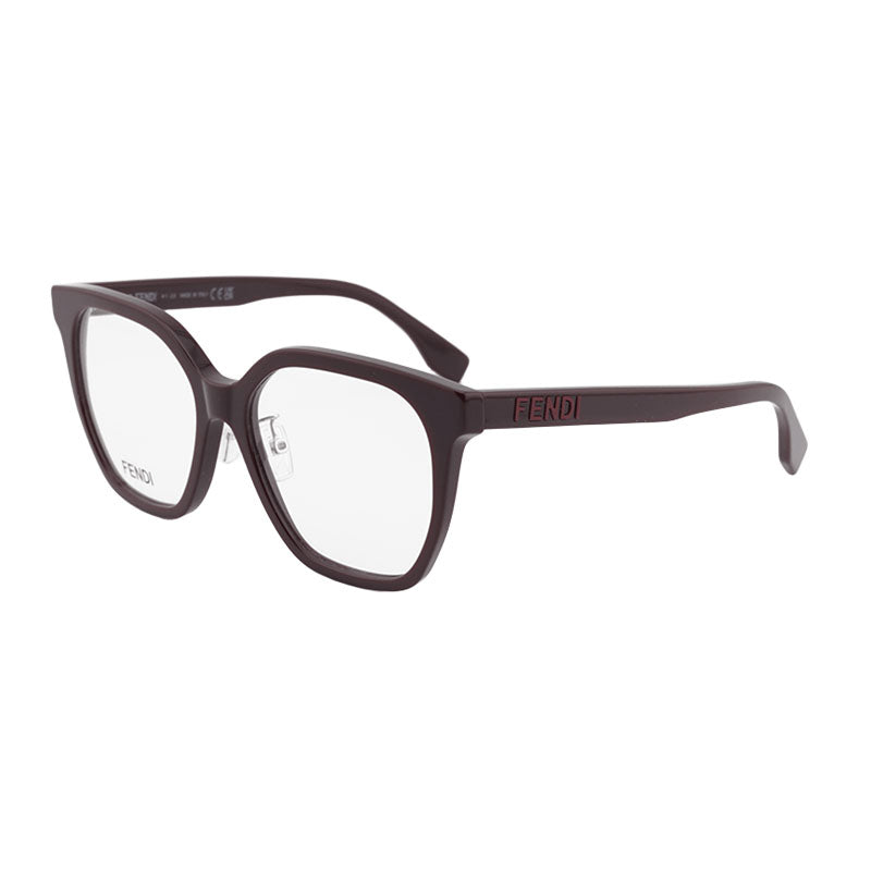 Fendi Eyeglasses Square Full Rim, Shiny Violet Frame and Clear Demo Lens Lens FE50087F081