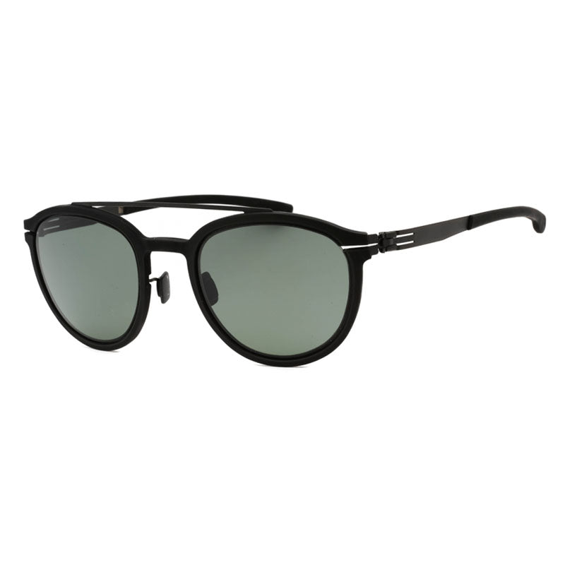 Ic! Berlin Sunglasses Round Full Rim, Black Frame and Grey Lens NO-COMPLYRH0026H480