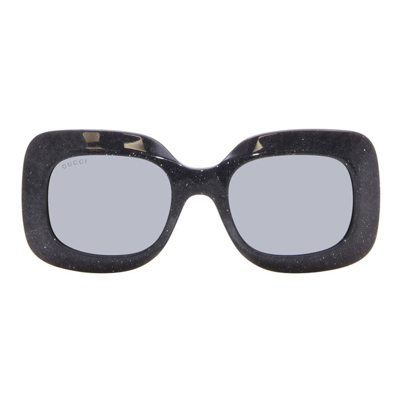 Gucci Sunglasses Square Full Rim, Black with Glitter Frame and Grey Lens GG1695S003