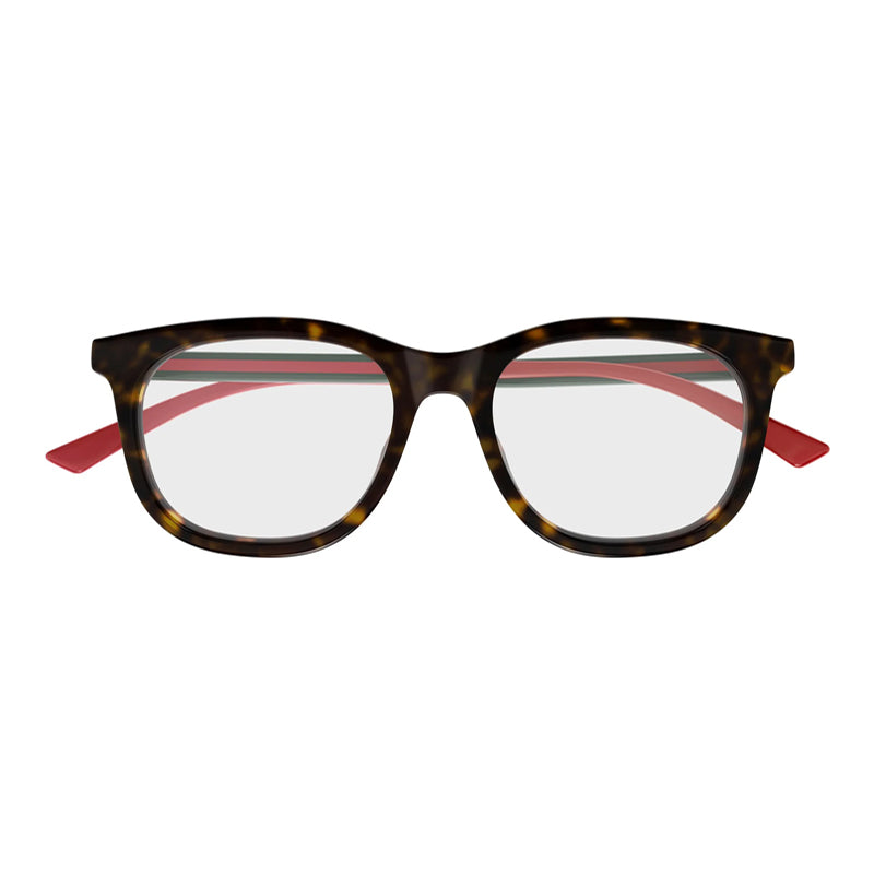 Gucci Eyeglasses Square Full Rim, Havana Frame and Clear Demo Lenses Lens GG1990O002