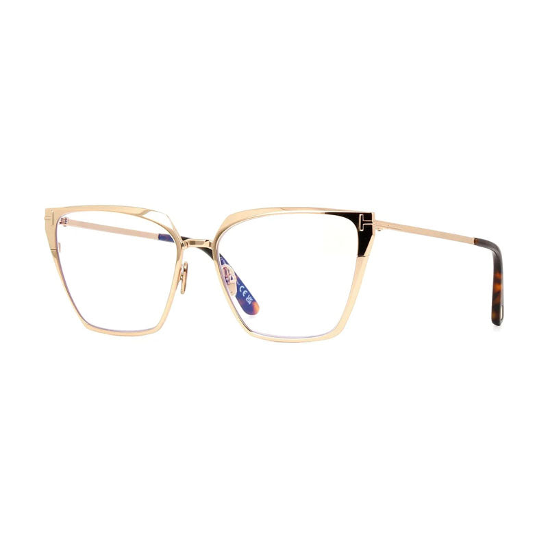 Tom Ford Eyeglasses Square Full Rim, Shiny Rose Gold Frame and Clear/Blue Light Block Lenses Lens FT5945-B028