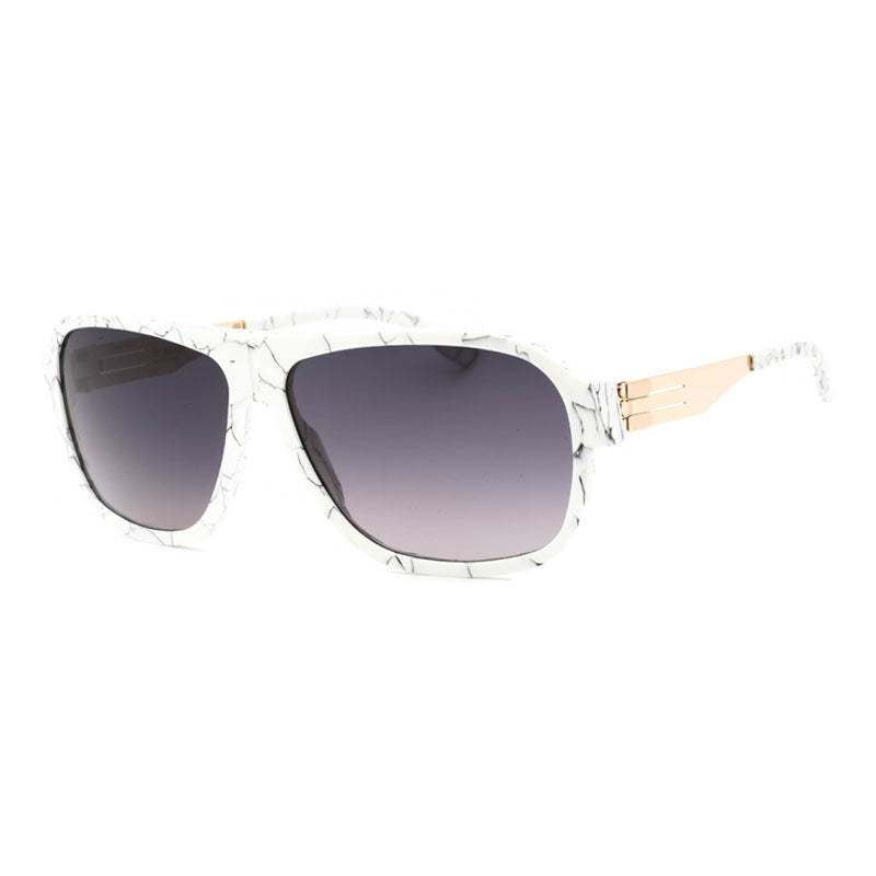Ic! Berlin Sunglasses Aviator Full Rim, White Marble Rough Frame and Grey Gradient Lens POWERLAWA05578310