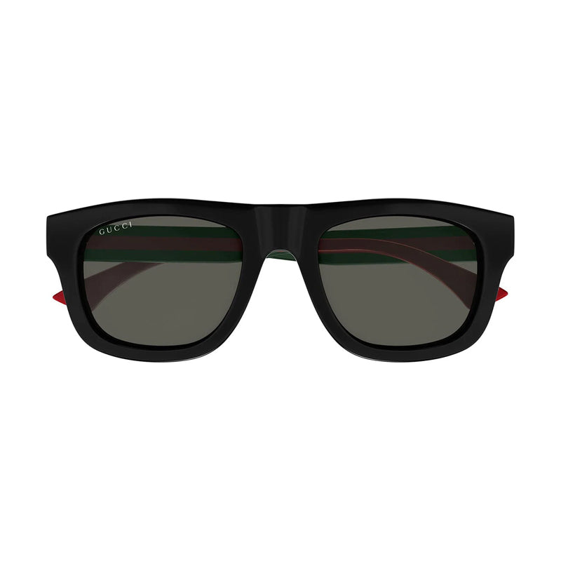 Gucci Sunglasses Square Full Rim, Shiny Black/Red Frame and Grey Lens GG1991S001