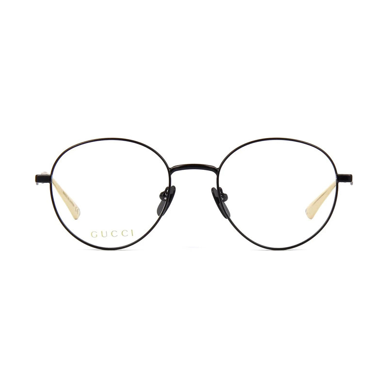 Gucci Eyeglasses Round Full Rim, Black Frame and Clear Demo Lenses Lens GG0337O002