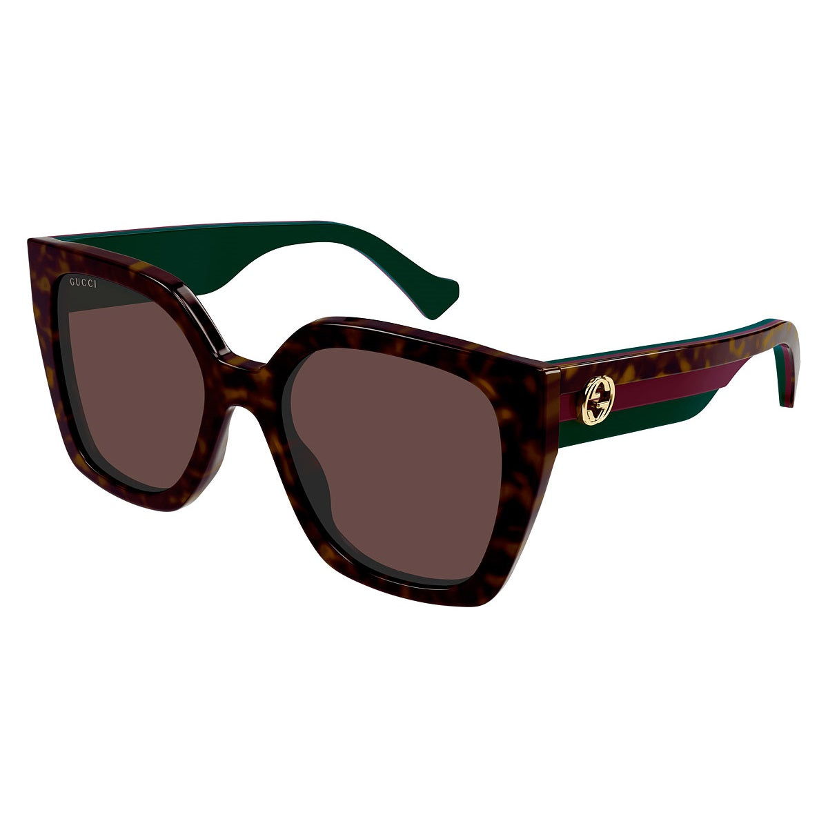Gucci Sunglasses Square Full Rim, Havana Frame and Brown Lens GG1300S002