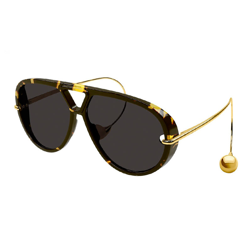 Bottega Veneta Sunglasses Geometric Full Rim, Havana/Gold Frame and Grey Lens BV1273S005