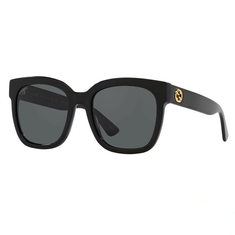 Gucci Sunglasses Square Full Rim, Black Frame and Grey Lens GG0034SN001