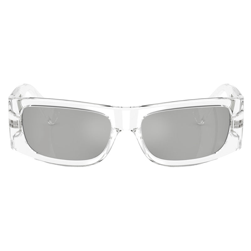 Versace Sunglasses Rectangle Full Rim, Transparent Frame and Clear Mirror Silver Lens VE4482148/8V