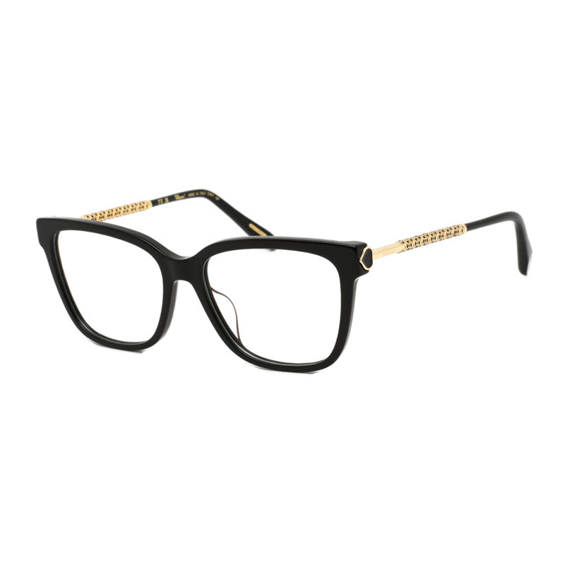 Chopard Eyeglasses Square Full Rim, Shiny Black Frame and Clear Demo Lenses Lens VCH333W0700