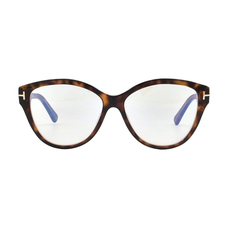 Tom Ford Eyeglasses Square Full Rim, Havana Frame and Clear Blue Light Block Lens FT5954-B056