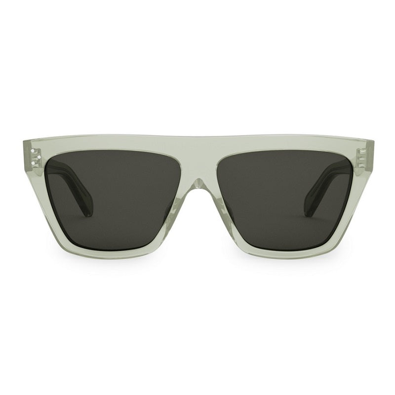 Celine Sunglasses Square Full Rim, Light Green Transparent Frame and Dark Green Lens CL40256I93A