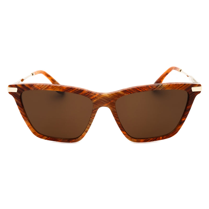 Victoria Beckham Sunglasses Cat Eye Full Rim, Amber Horn Frame and Brown Lens VB663S238