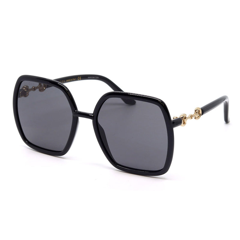 Gucci Sunglasses Square Full Rim, Black Frame and Dark Grey Lens GG0890S001