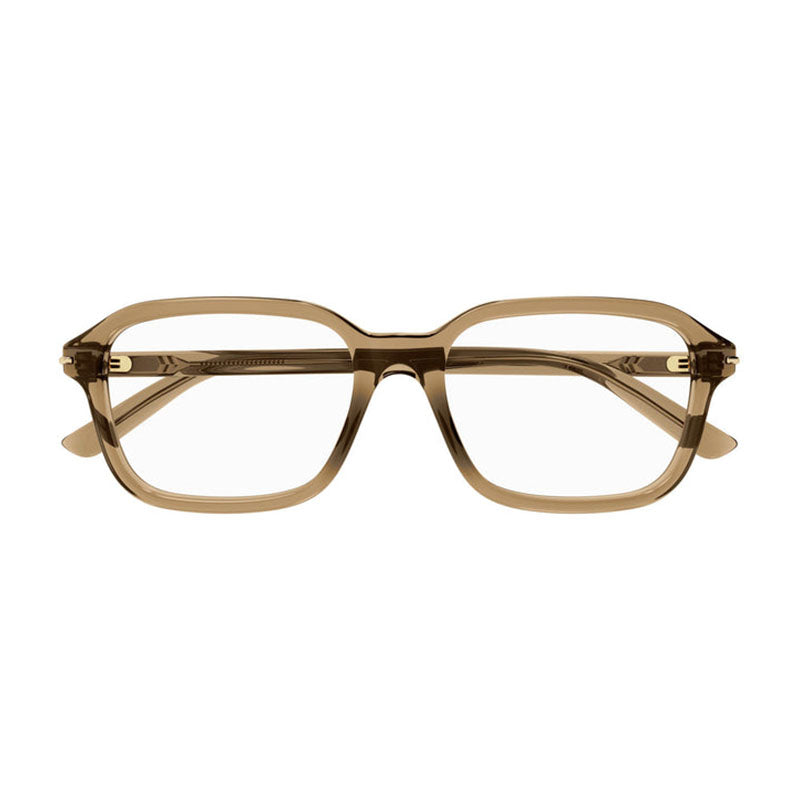 Gucci Eyeglasses Square Full Rim, Transparent Brown Frame and Clear Demo Lenses Lens GG1446O004