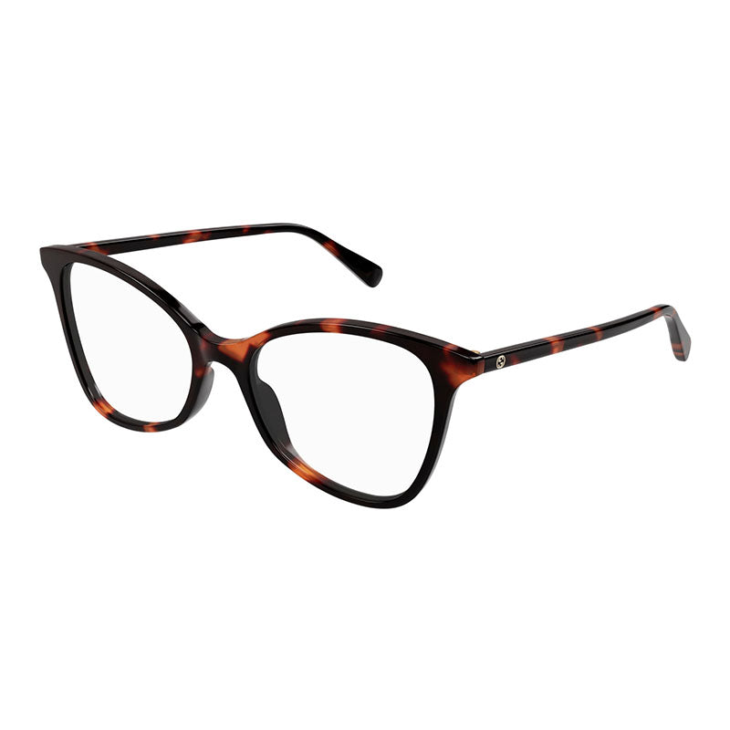 Gucci Eyeglasses Cat Eye Full Rim, Dark Havana Frame and Clear Demo Lenses Lens GG1360O002