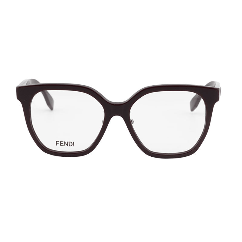 Fendi Eyeglasses Square Full Rim, Shiny Violet Frame and Clear Demo Lens Lens FE50087F081